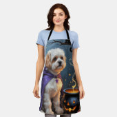 Bichon Frise Hond grillig Halloween schilderij Schort (Gedragen)