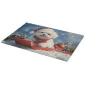 Bichon Frise Hond in Sledge Laat het Sneeuw Kerstm Snijplank (Hoek)