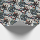 Bichon Frise Hond Rijden Motorfiets Kerstmis Cadeaupapier (Hoek)