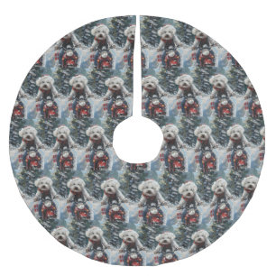 Bichon Frise Hond Rijden Motorfiets Kerstmis Kerstboom Rok