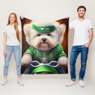 Bichon Frisé-hond rijdt op fiets St. Patrick's Day Fleece Deken