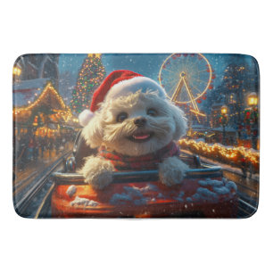 Bichon Frise Hond Roller Coaster Kerstmis Badmat