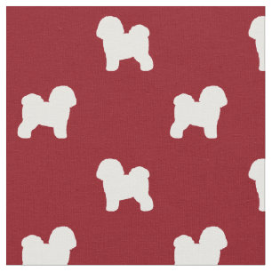 Bichon Frise Hond Silhouetten Patroon Rood en Wit Stof