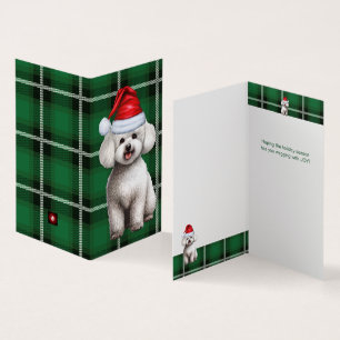 Bichon Frise Hond Vakantie Groen Geplaagd Kerstmis Kaart