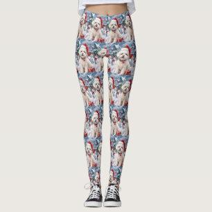 Bichon Frise Hond Winter Wonderland Kerstvreugde Leggings