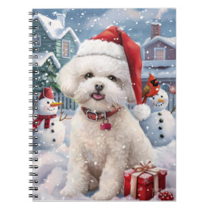 Bichon Frise Hond Winter Wonderland Kerstvreugde Notitieboek