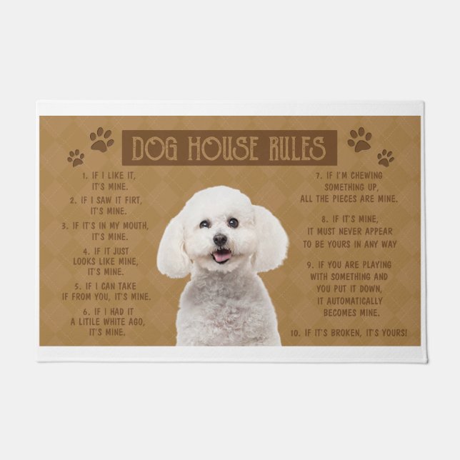 Bichon Frise hondenhuis regels, als het gebroken,  Deurmat (Voorkant)