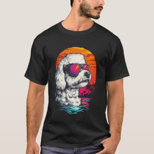 Bichon Frise Hondenliefhebber Zonsondergang Retro T-shirt
