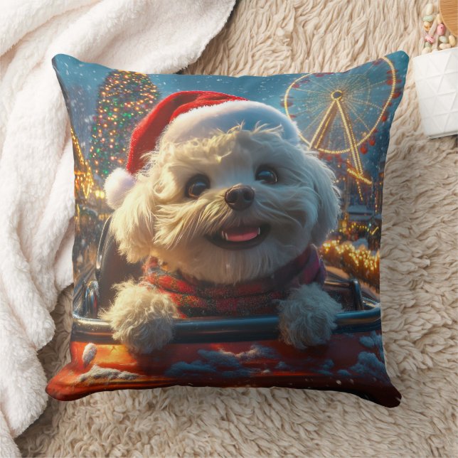 Bichon Frise Hondenroller Onderzetter Kerst Kussen (Deken)