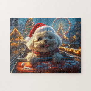Bichon Frise Hondenroller Onderzetter Kerst Legpuzzel