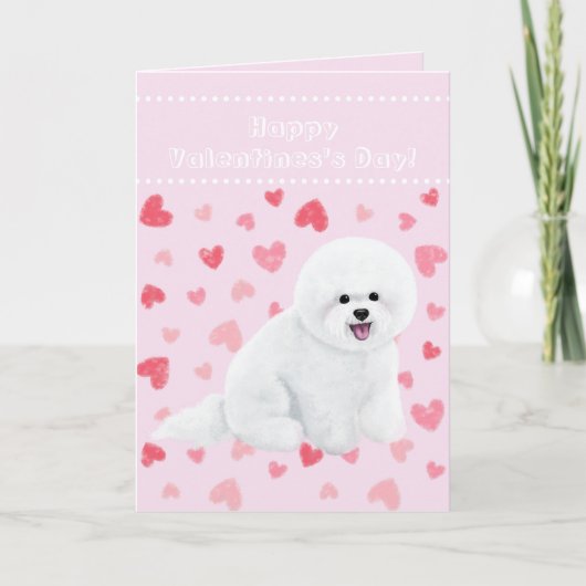 Bichon Frise Illustré Carte Saint Valentin (Devant)