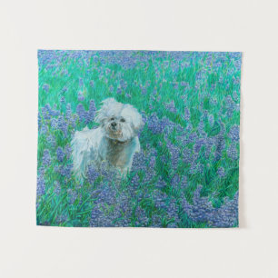 Bichon Frise in Bluebonnets Wandkleed