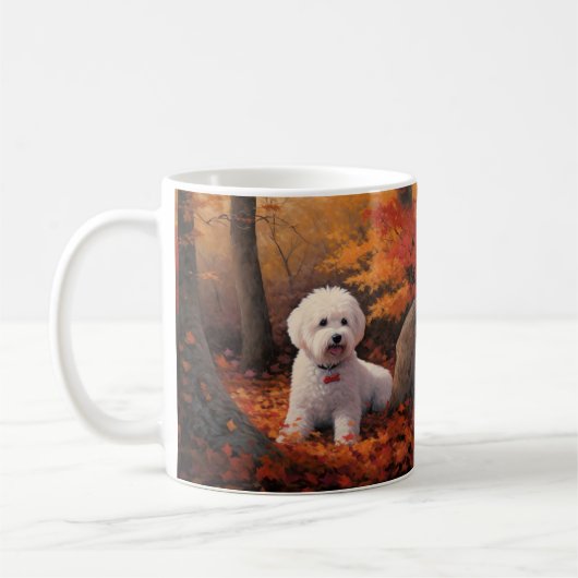 Bichon Frise in herfstbladeren Herfst Inspire Koffiemok (Links)