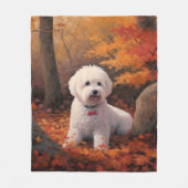 Bichon Frise in herfstbladeren inspireren Fleece Deken (Voorkant)