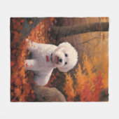 Bichon Frise in herfstbladeren inspireren Fleece Deken (Voorkant (Horizontaal))