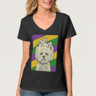 Bichon Frise Jester Mardi Gras Dog mama of papa T-shirt