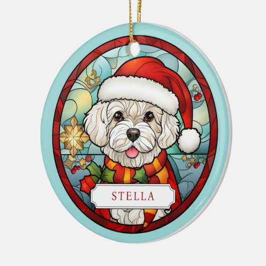 Bichon Frise keramische cirkel Ornament (Links)