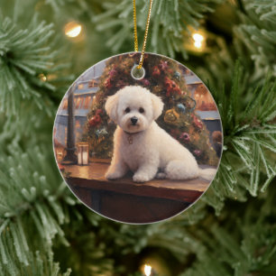 Bichon Frise Kerst Cruise: Pawsome Holiday Keramisch Ornament