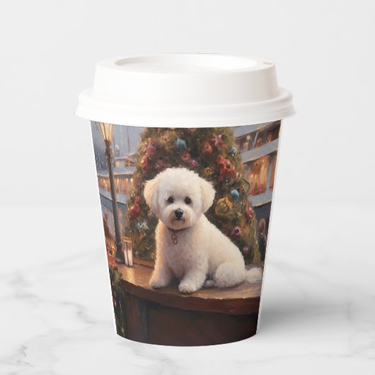 Bichon Frise Kerst Cruise: Pawsome Holiday Papieren Bekers (Voorkant)