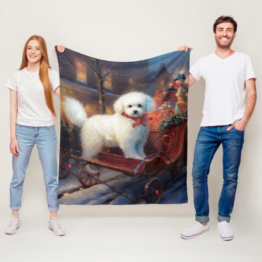 Bichon Frise Kerst Feestelijke Periode Fleece Deken (In situ)