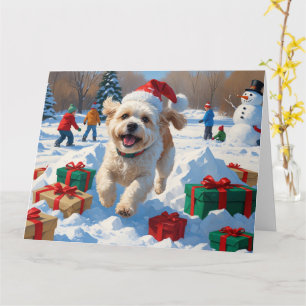 Bichon Frise Kerst Sneeuwscène Kaart