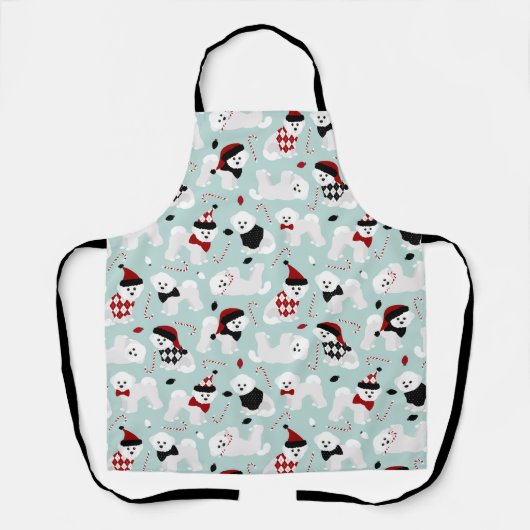 Bichon Frise Kerstblauw Apron Schort (Voorkant)