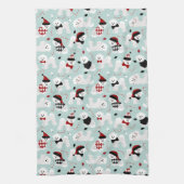 Bichon Frise Kerstblauw keukenhanddoek (Verticaal)