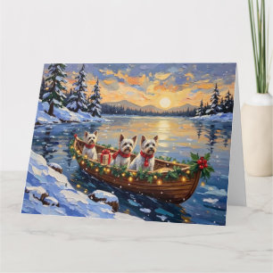 Bichon Frise Kerstboot Vakantie Kaart