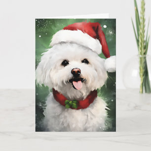 Bichon Frise Kerstborstel schilderen kunstwerk Kaart