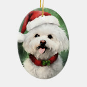 Bichon Frise Kerstborstel schilderen kunstwerk Keramisch Ornament (Achterkant)