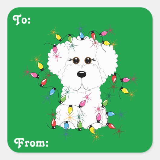 Bichon Frise kerstcadeau Stickers (Voorkant)