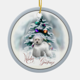 Bichon Frise kerstcadeau-versiering Keramisch Ornament