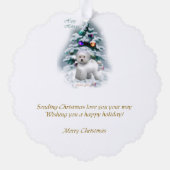 Bichon Frise kerstcadeautjes Ornament Kaart (Achterkant)