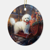 Bichon Frise Kerstfeest Seizoen Keramisch Ornament (Links)