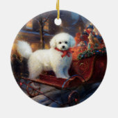 Bichon Frise Kerstfeest Seizoen Keramisch Ornament (Achterkant)