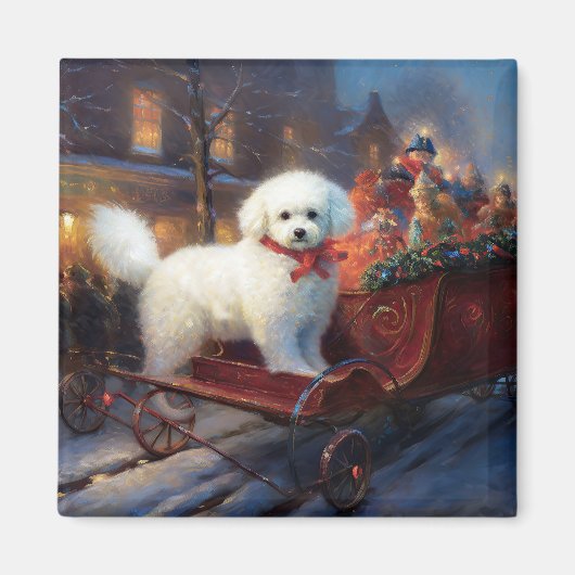 Bichon Frise Kerstfeest Seizoen Magneet (Voorkant)