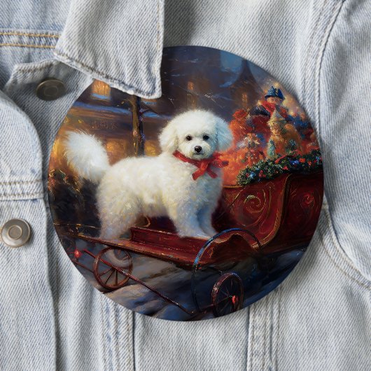 Bichon Frise Kerstfeest Seizoen Ronde Button 6,0 Cm (In situ)