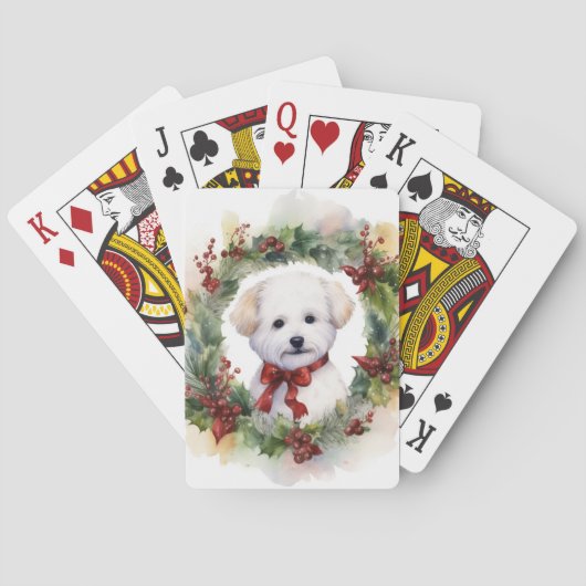 Bichon Frise Kerstkrans feestelijke pup Pokerkaarten (Achterkant)