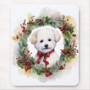 Bichon Frise Kerstkrans Festieve Pup Muismat