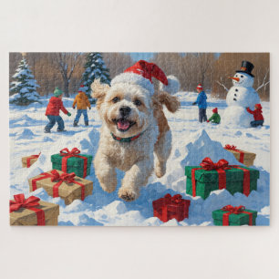 Bichon Frise Kerstmis Festieve Sneeuw Scene Legpuzzel