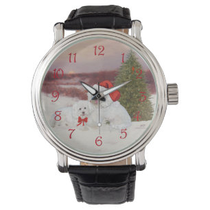 Bichon Frise Kerstmis Horloge