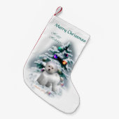 Bichon Frise Kerstmis Kleine Kerstsok (Voorkant (Hangend))