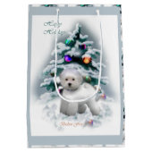 Bichon Frise Kerstmis Medium Cadeauzakje (Achterkant)