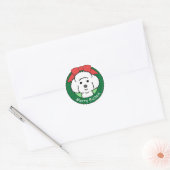 Bichon Frise Kerstmis Ronde Sticker (Envelop)