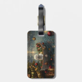 Bichon Frise kerstvakantie Bagagelabel (Achterkant verticaal)