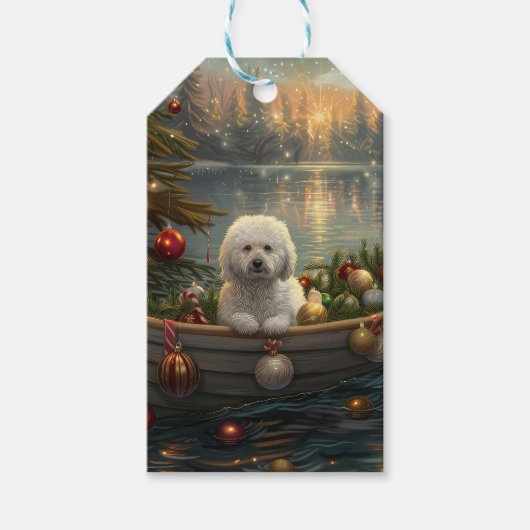 Bichon Frise kerstvakantie Cadeaulabel (Voorkant)