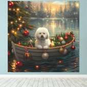 Bichon Frise kerstvakantie Canvas Afdruk (Insitu (Houten vloer))