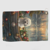 Bichon Frise kerstvakantie Golfhanddoek (Horizontaal)
