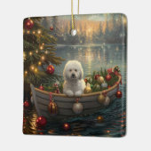 Bichon Frise kerstvakantie Keramisch Ornament (Links)