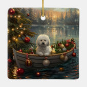 Bichon Frise kerstvakantie Keramisch Ornament (Achterkant)
